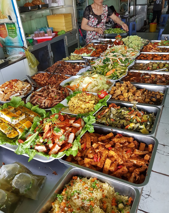 Saigon vegetarian buffet in our food tour